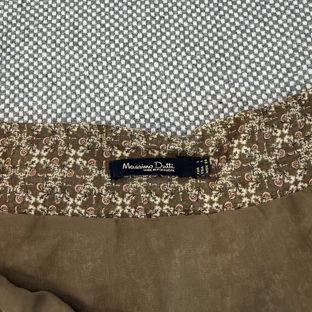 Massimo Dutti Women's Maxi Skirt, Size L  Brown Flowy Long Side Zip Skirt - Picture 5 of 10